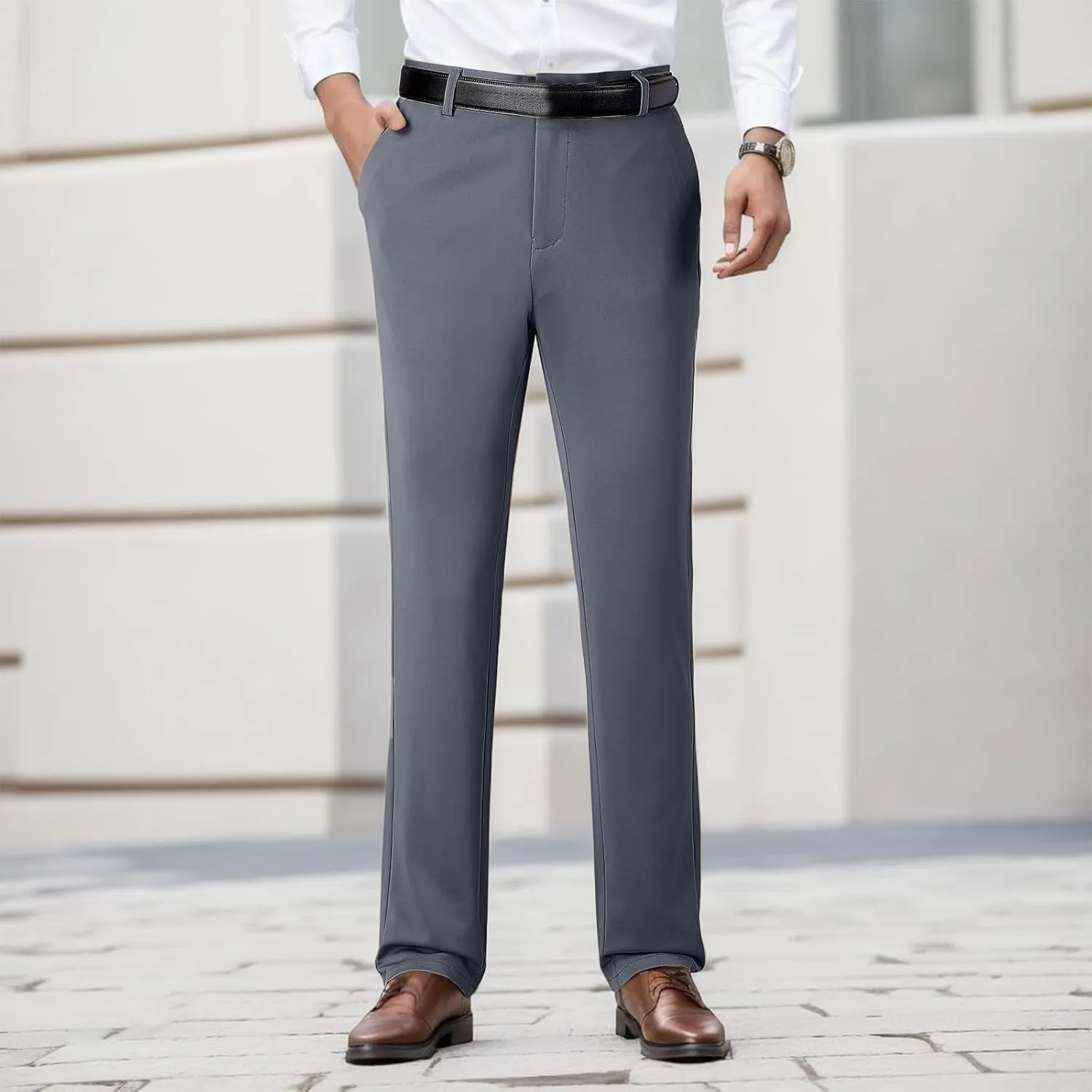 Men Comfy Cargo Pants Stretch, Lightweight Solid Color Long, Multipants High Stretch Multi-Pocket Durable Cargo Pants