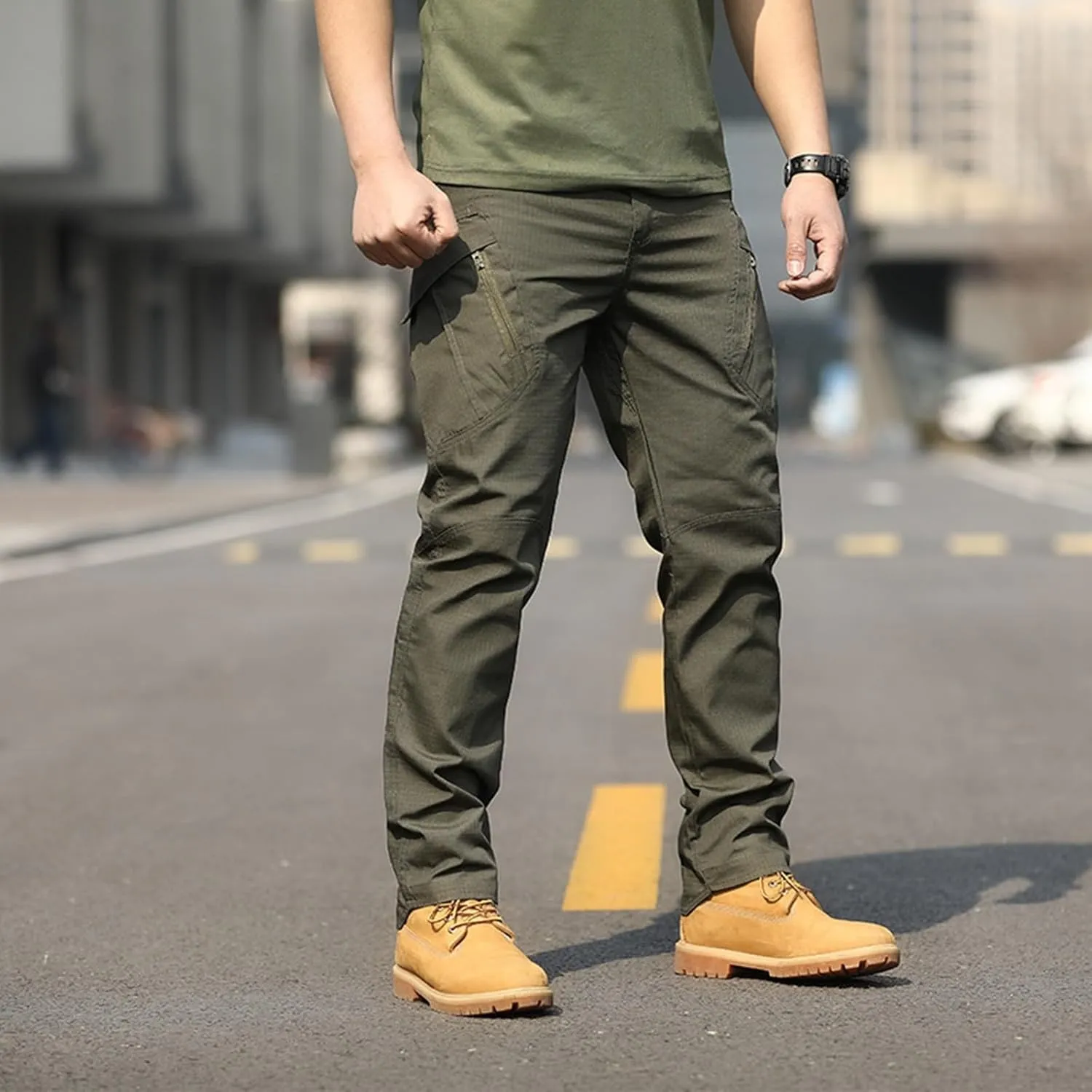 Men Outdoor Cargo Pant Lightweight Hiking Cargo Work Pants Water Resistant Travel Climbing Outdoor Stretch Pants