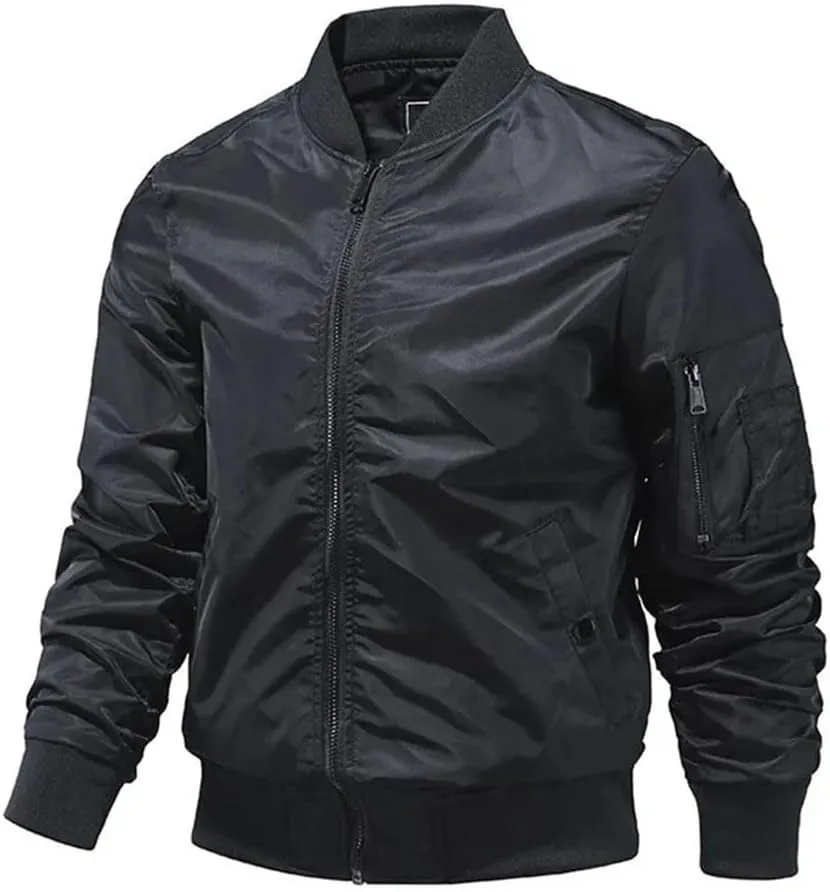 Men Solid Breathable Loose Stand Large Pockets Casual Zipper Jackets Coats
