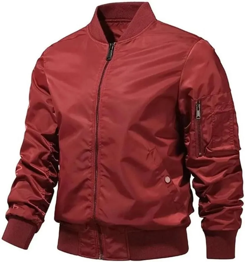 Men Solid Breathable Loose Stand Large Pockets Casual Zipper Jackets Coats