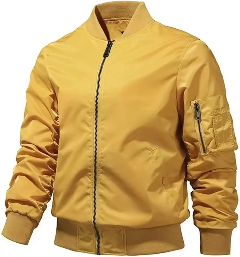 Men Solid Breathable Loose Stand Large Pockets Casual Zipper Jackets Coats