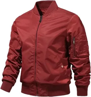 Men Solid Breathable Loose Stand Large Pockets Casual Zipper Jackets Coats