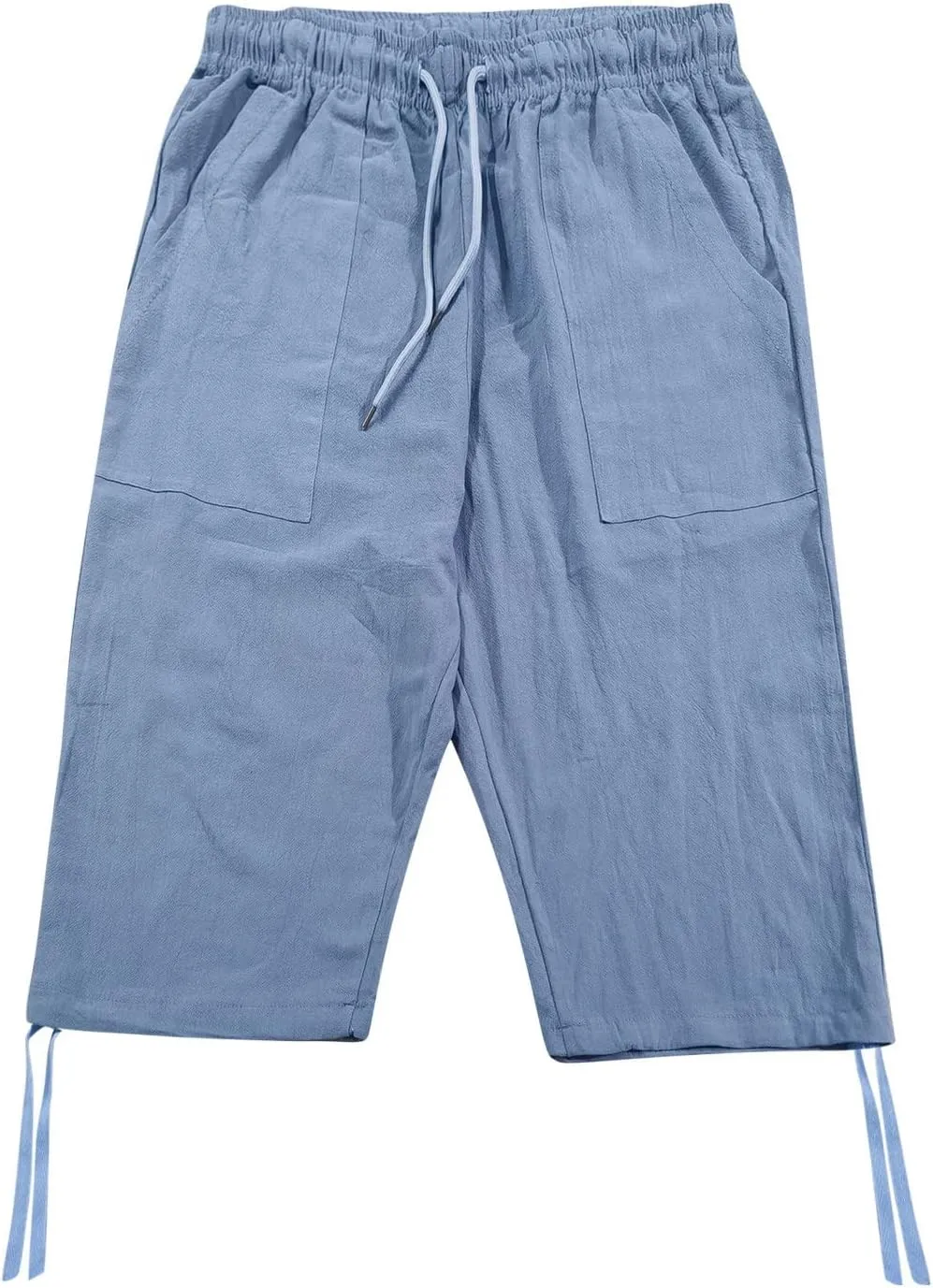Men's 3/4 Leg Shorts Summer Drawstring Elastic Waist Fit Breathable Leisure Style Sport Clothes Cute Trendy Trousers