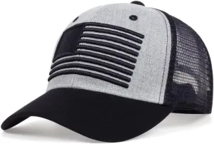 Mens American Flag Trucker Hat Breathable Mesh Baseball Cap Adjustable Low Profile Snapback Hat