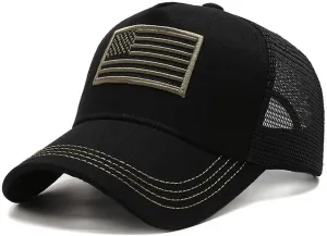 Mens American Flag Trucker Hat Breathable Mesh Baseball Cap Adjustable Low Profile Snapback Hat