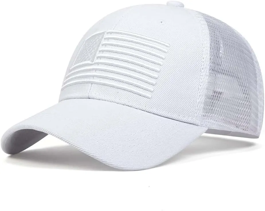 Mens American Flag Trucker Hat Breathable Mesh Baseball Cap Adjustable Low Profile Snapback Hat