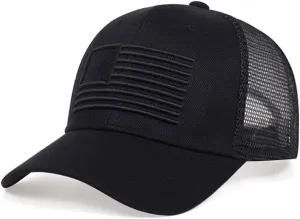 Mens American Flag Trucker Hat Breathable Mesh Baseball Cap Adjustable Low Profile Snapback Hat