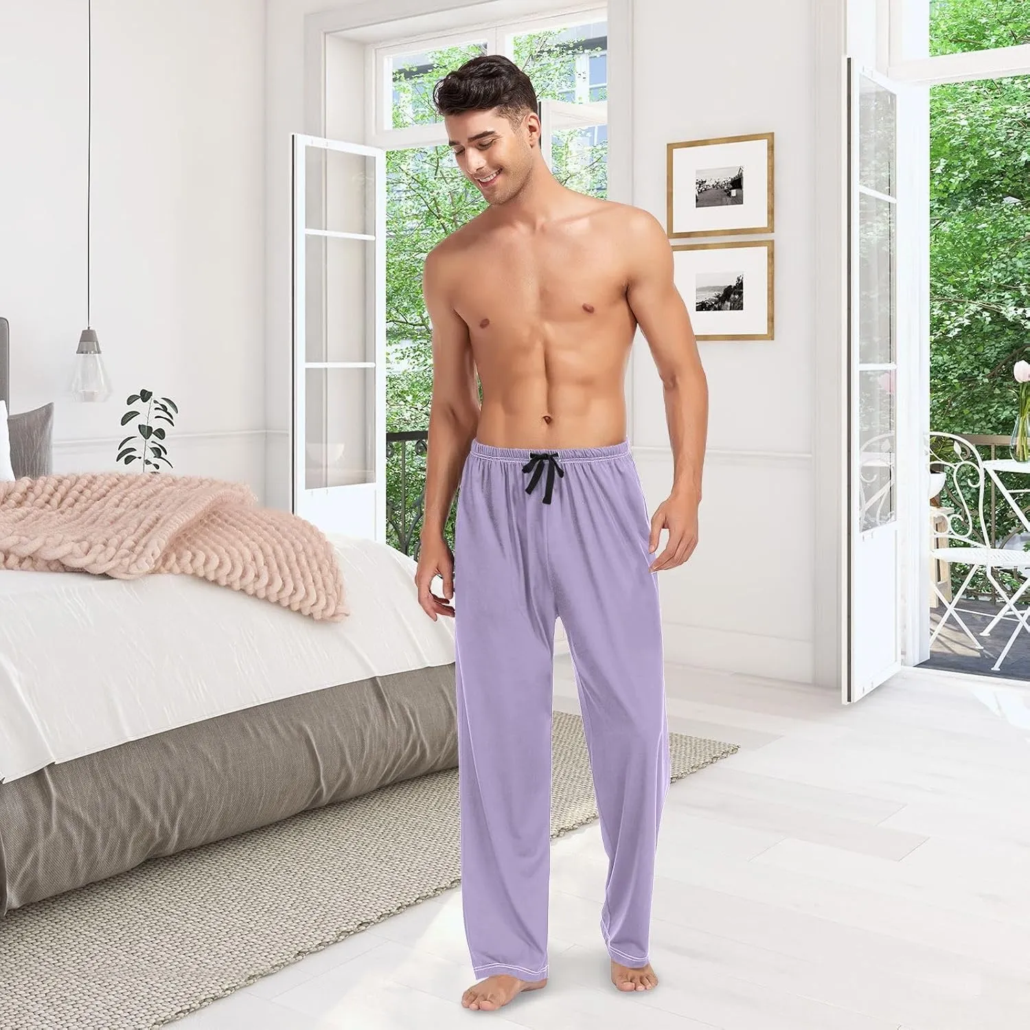 Men's Black Pajama Pants with Pocket S Black