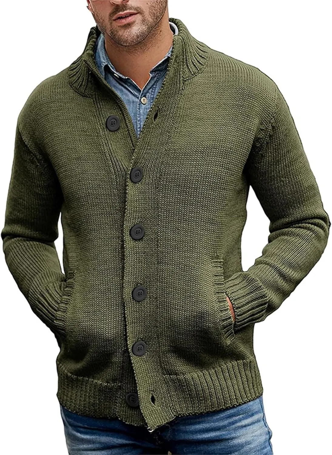 Mens Cardigan Sweater Casual Slim Fit V-Neck Knitted Sweaters Button up Long Sleeve Soft Touch Cardigan Sweater Shirts