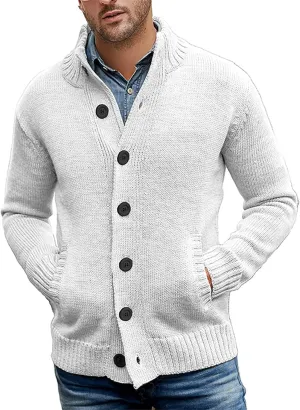 Mens Cardigan Sweater Casual Slim Fit V-Neck Knitted Sweaters Button up Long Sleeve Soft Touch Cardigan Sweater Shirts