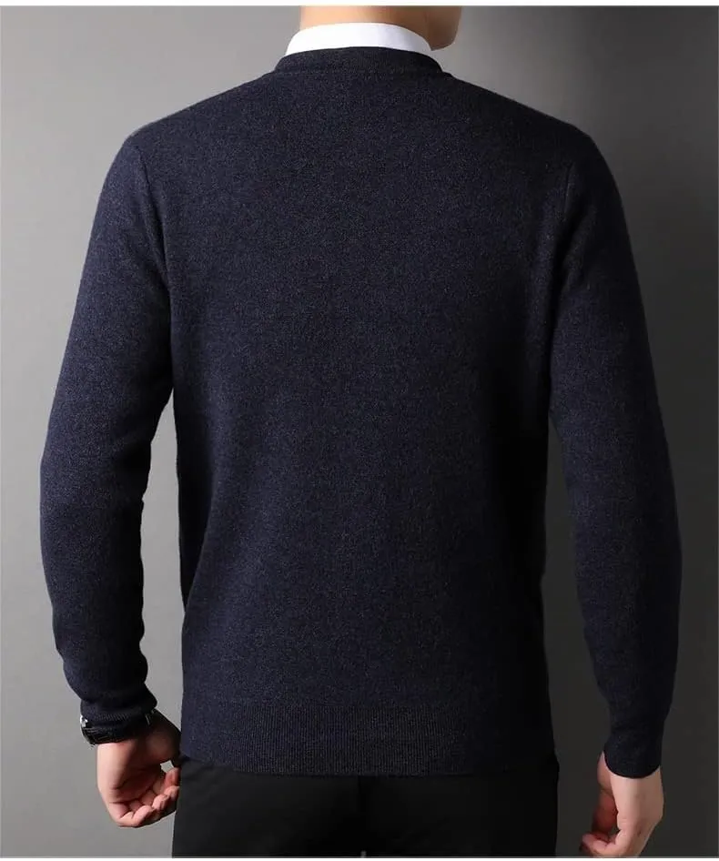 Mens Cardigans Sweaters Simple V-Neck with Buttons Pocket Solid Color Soft Touch Knit Long Sleeve Fall Winter