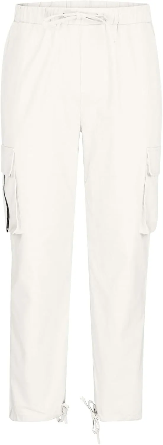 Mens Cargo Jogger Pants Stretch Sweatpants Slim Fit Tactical Drawstring Pants Casual Trousers with Pockets