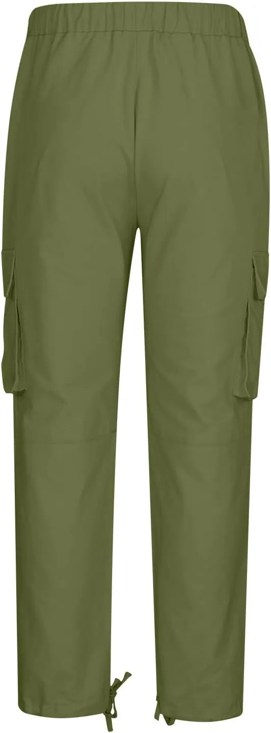 Mens Cargo Jogger Pants Stretch Sweatpants Slim Fit Tactical Drawstring Pants Casual Trousers with Pockets