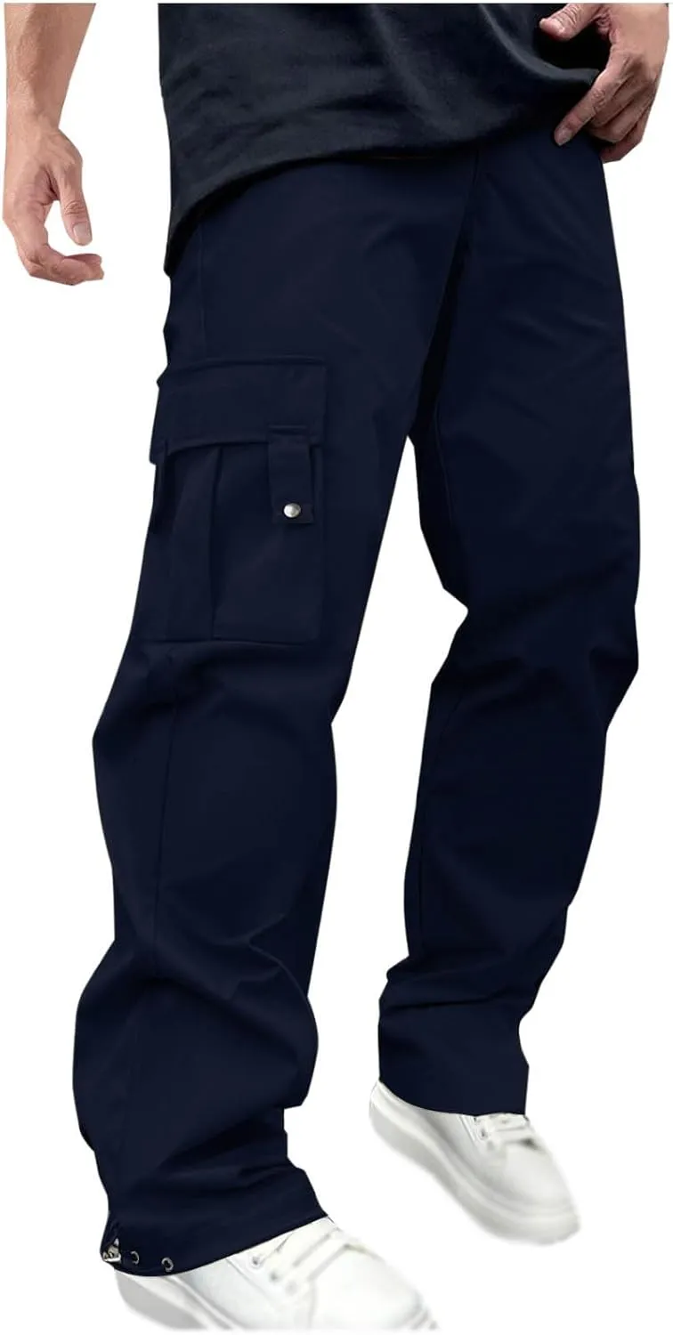 Men's Casual Baggy Cargo Pants Workout Joggers Stretch Sweatpants Hiking Tactical Pants with Multi Pockets