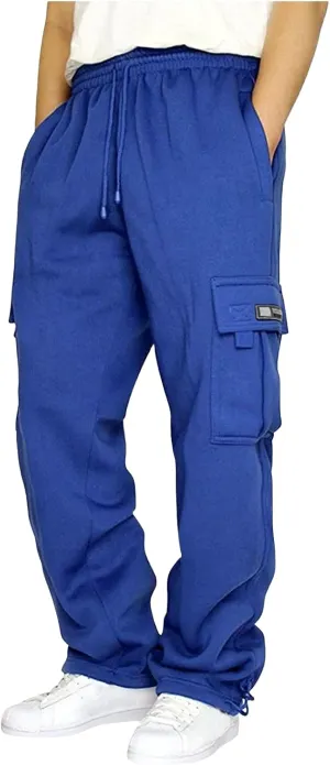 Men's Casual Cargo Sweatpants Elastic Waist Drawstring Pants Stretch Open Bottom Pants Sports Sweatpants with Pockets