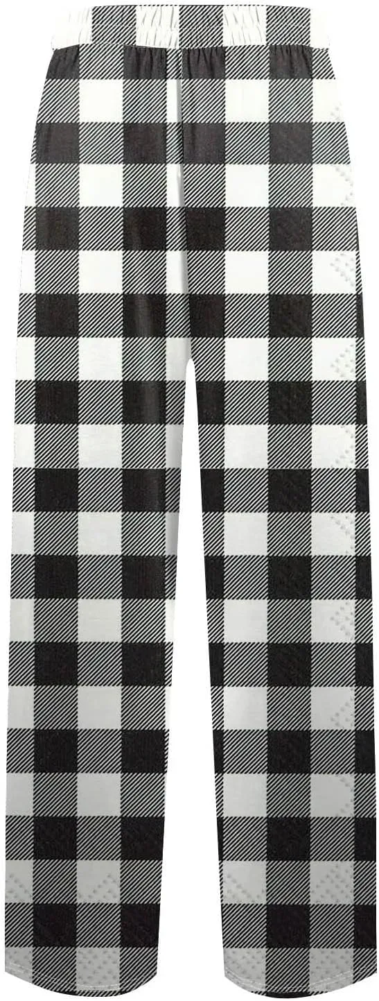 Men's Casual Drawstring Plaid Sweatpants Loose Yoga Jogger Pants Elastic Waist Lightweight Trendy Trouser with Pockets