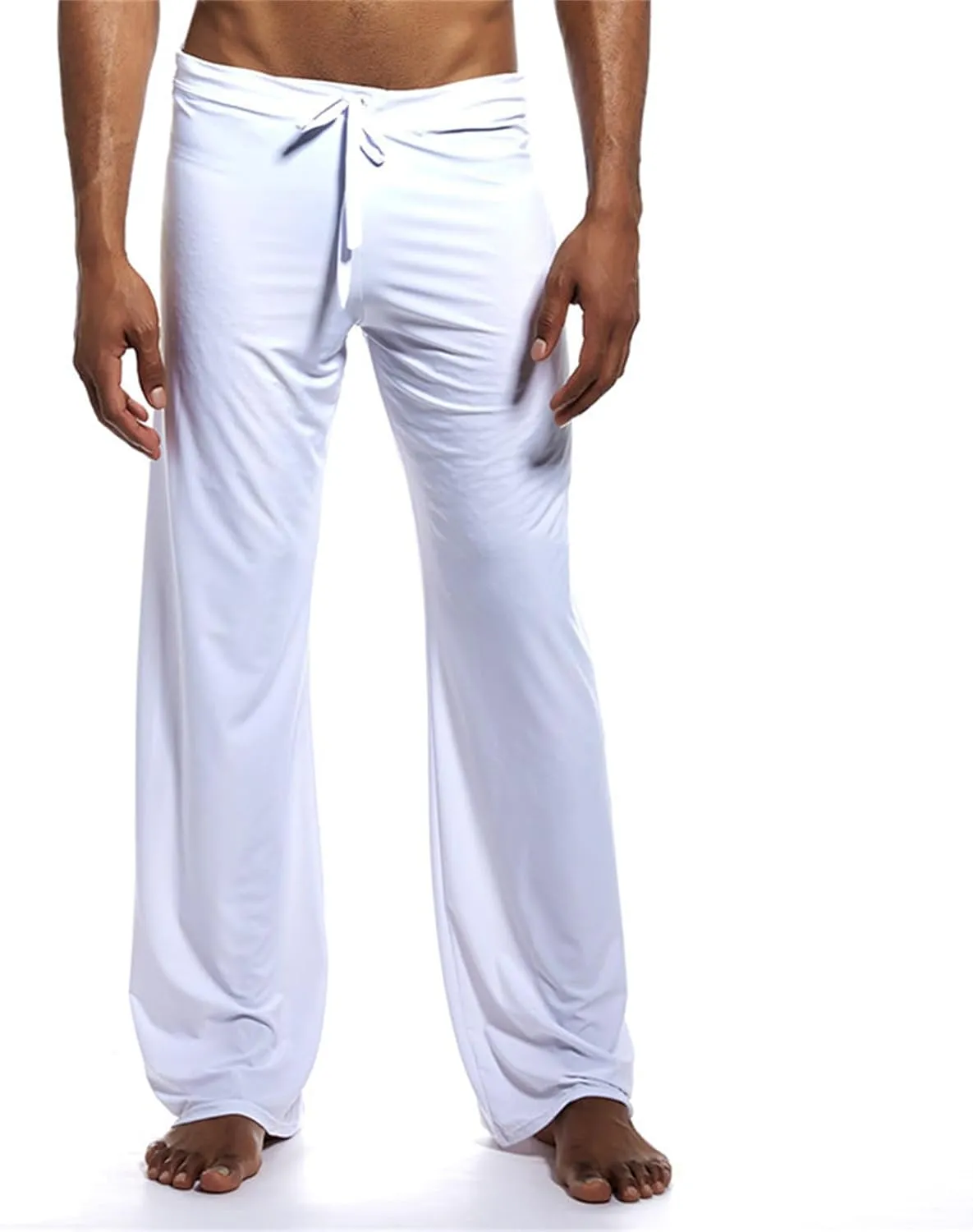 Mens Casual Ice Silk Pants Elastic Waist Drawstring Sweatpants Stretch Yoga Overalls Classic Pajamas New Trousers