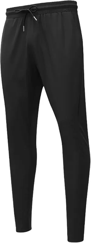 Mens Casual Pants Slim Elastic Waist Drawstring Pants Lightweight Tapered Yoga Trousers Comfy Breathable Summer Beach Pants