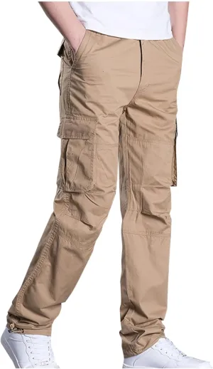 Men's Elastic-Waist Cargo Pant Stretchy Lightweight Pants with Multi-Pockets Quick Dry Breathable Sports Trousers