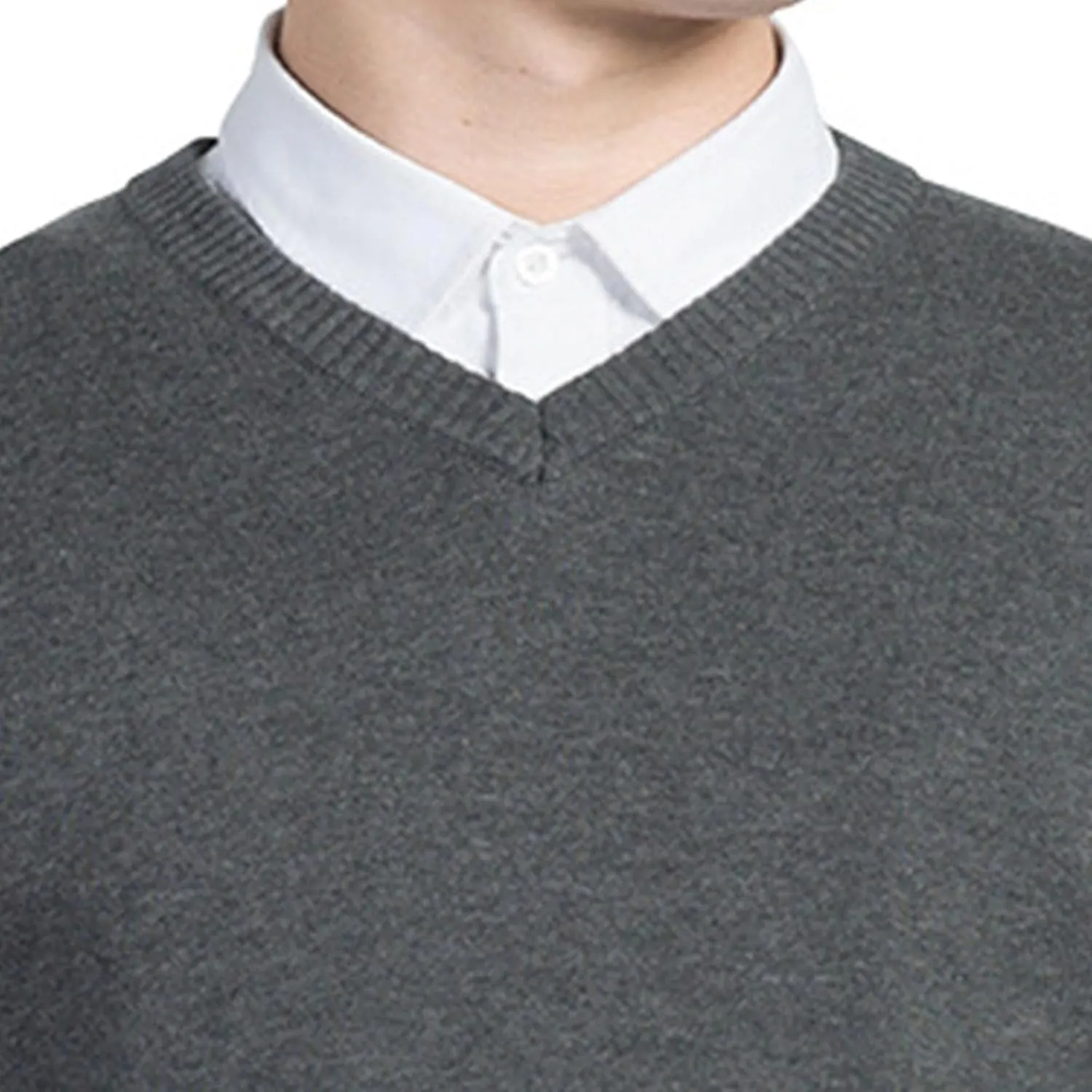 Men's Essential Long Sleeve V-Neck Sweater Soft Touch Slim Pullover Regular Fit Cotton Sweater