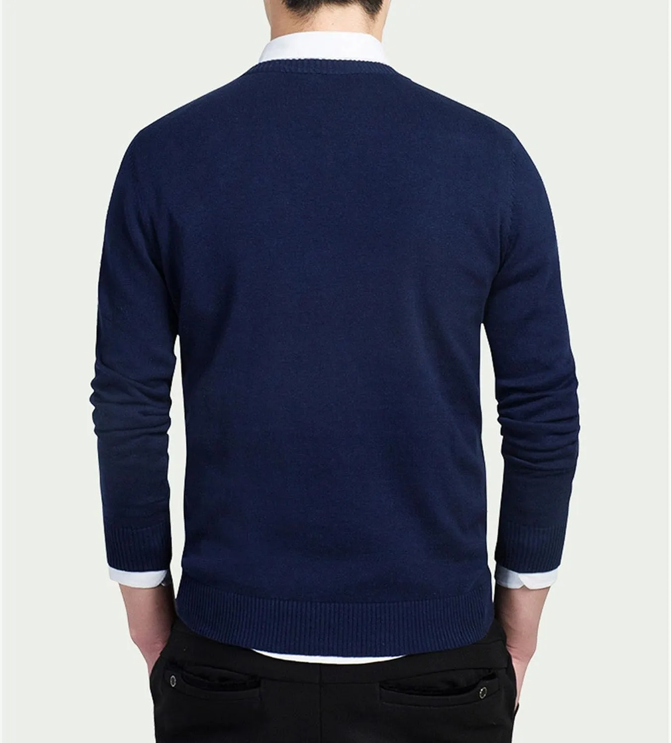 Men's Essential Long Sleeve V-Neck Sweater Soft Touch Slim Pullover Regular Fit Cotton Sweater
