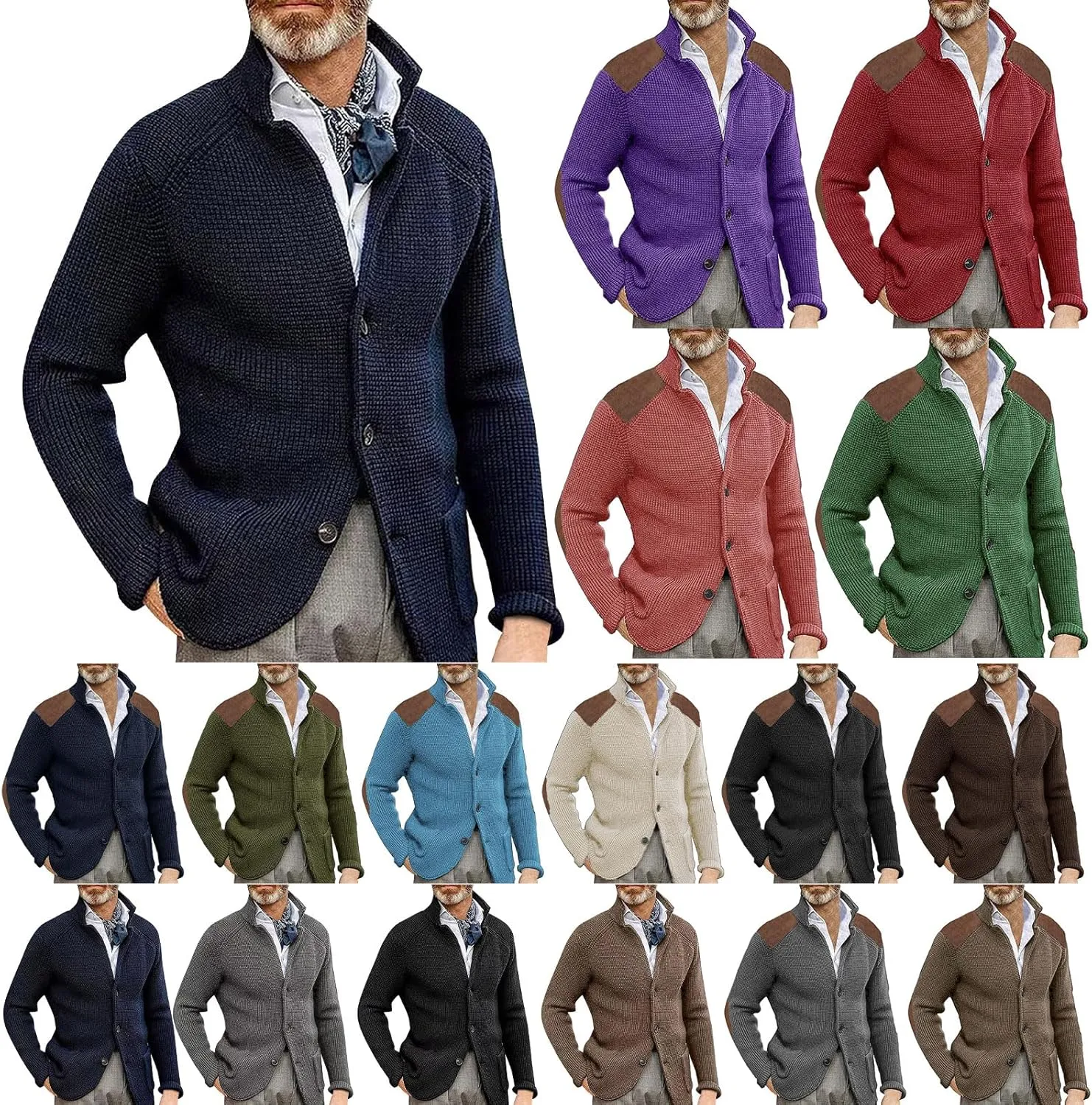 Mens Heavy Weight Shawl Collar Knitted Regular Fit Long Sleeve Cardigan Soft Touch Cable Knit Button Up Sweater