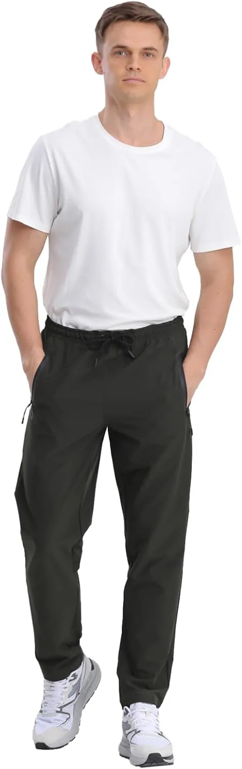 Men's Hiking Pants,Breathable Quick Dry Fishing Running Athletic Active Jogger Sweat Pant with Zipper Pockets