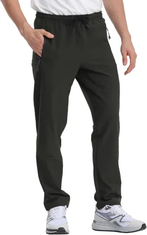 Men's Hiking Pants,Breathable Quick Dry Fishing Running Athletic Active Jogger Sweat Pant with Zipper Pockets
