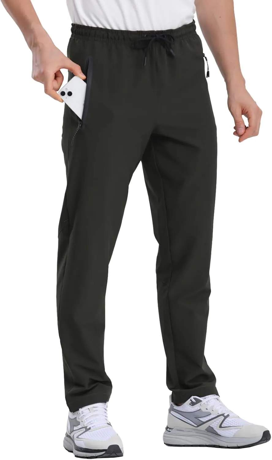 Men's Hiking Pants,Breathable Quick Dry Fishing Running Athletic Active Jogger Sweat Pant with Zipper Pockets