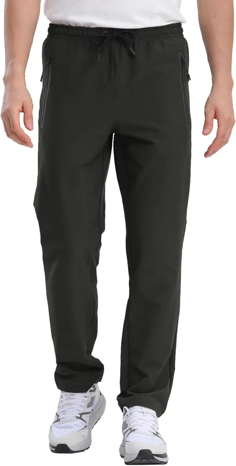 Men's Hiking Pants,Breathable Quick Dry Fishing Running Athletic Active Jogger Sweat Pant with Zipper Pockets