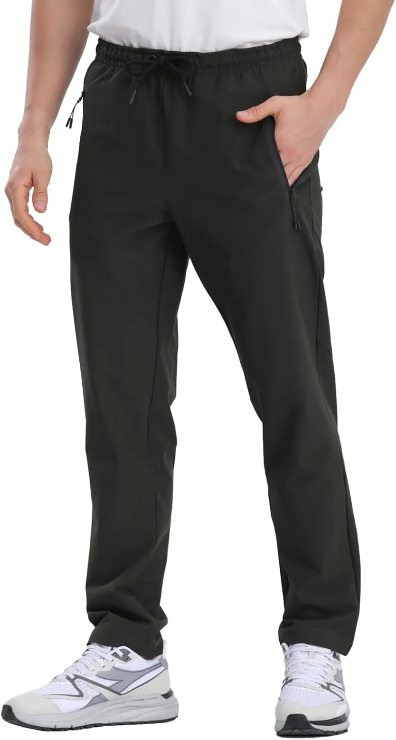 Men's Hiking Pants,Breathable Quick Dry Fishing Running Athletic Active Jogger Sweat Pant with Zipper Pockets