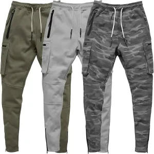 Men's Lightweight Casual Joggers Pants Elastic Waist Drawstring Cargo Sweatpants Multi-Pockets Athletic Trousers