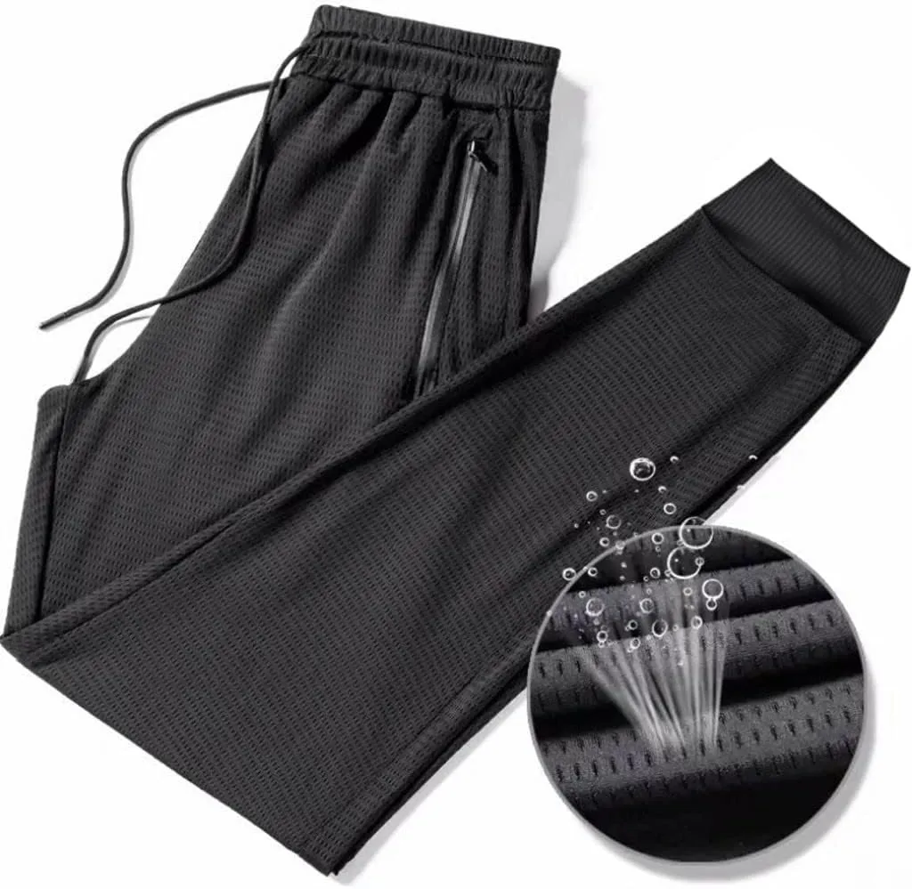 Men's Lightweight Sweatpants with Zipper Pocket Mesh Breathable Athletic Pants Workout Athletic Running Tapered Pant