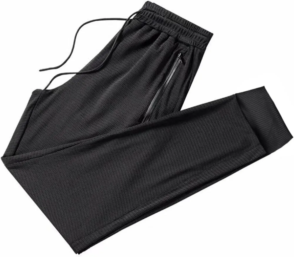Men's Lightweight Sweatpants with Zipper Pocket Mesh Breathable Athletic Pants Workout Athletic Running Tapered Pant