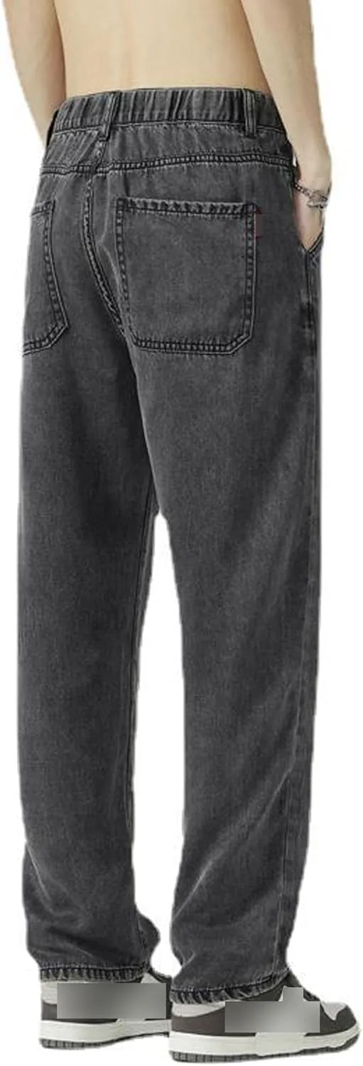 Men's Loose Straight Wide-Leg Jeans Casual Streetwear Wide Leg Denim Pants Y2K Classic Mid Waist Motorbike Trousers