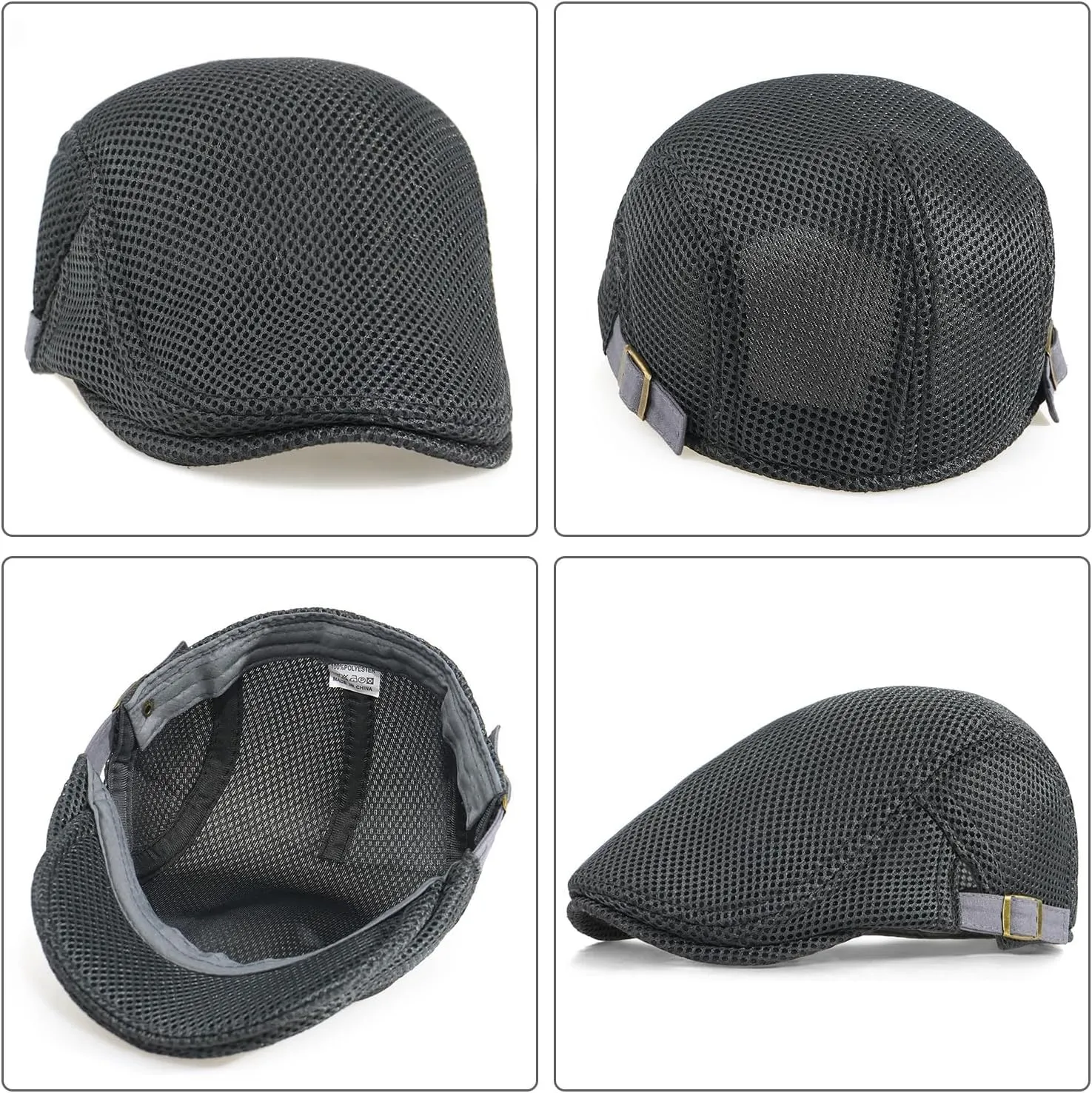 Men's Mesh Cap Breathable Summer Newsboy Hat Adjustable Beret Ivy Cap Irish Cabbie Driving Hunting Hats