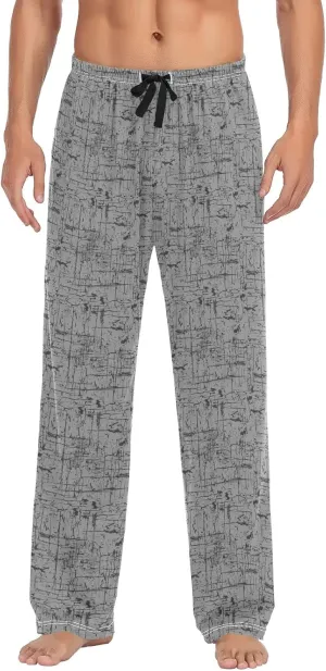 Mens Pajama Bottoms Dark Gray Pajama Pants for Men Funny Lounge Pants Grunge Texture XL