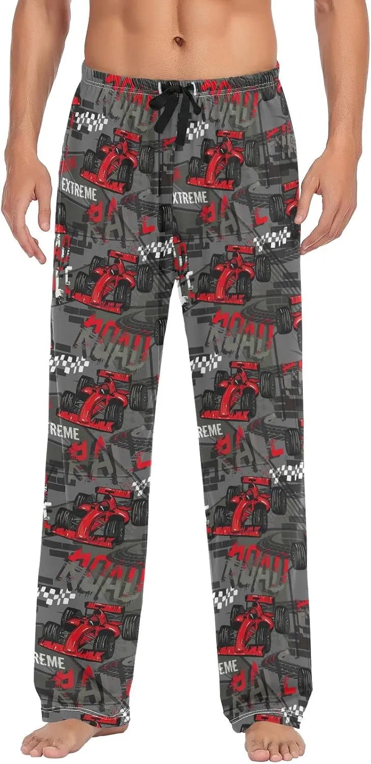 Mens Pajama Bottoms Grunge Sport Cars Pajama Pants for Men Lounge Pants Red Grey M