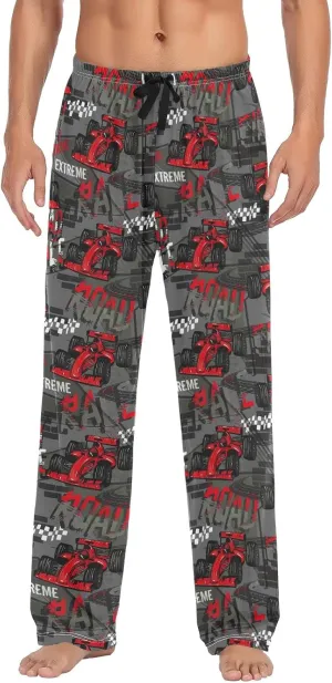 Mens Pajama Bottoms Grunge Sport Cars Pajama Pants for Men Lounge Pants Red Grey M