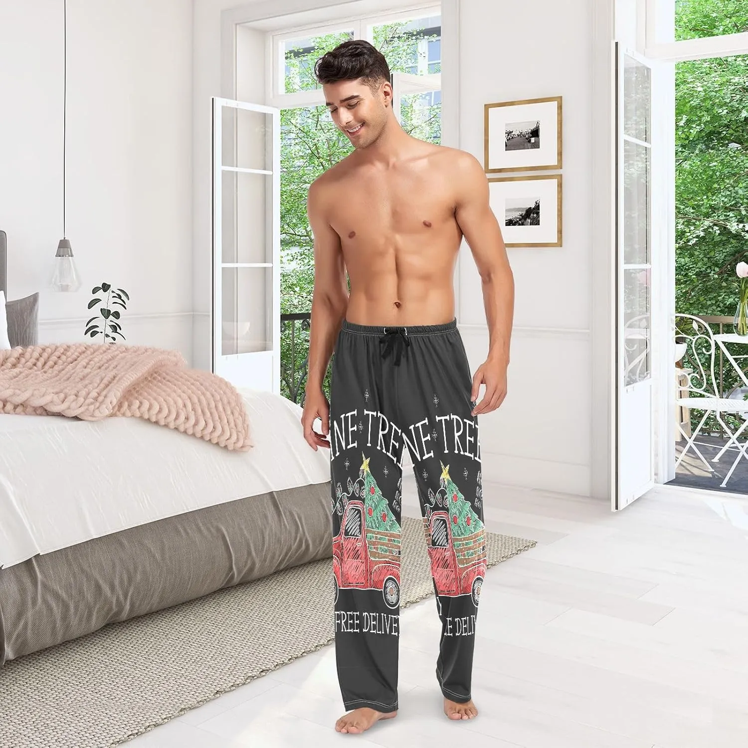 Men's Pajama Pants Cotton Trouser Lounge Pants Sleepwear with Pockets(S-2XL)