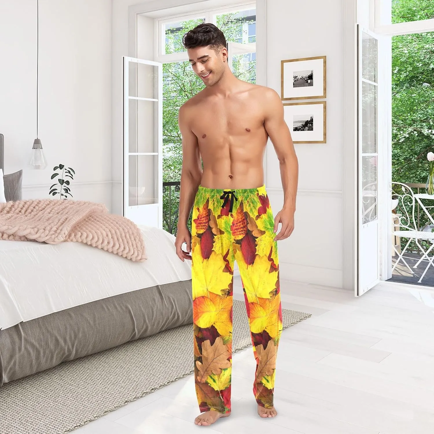 Men's Pajama Pants Cotton Trouser Lounge Pants Sleepwear with Pockets(S-2XL)