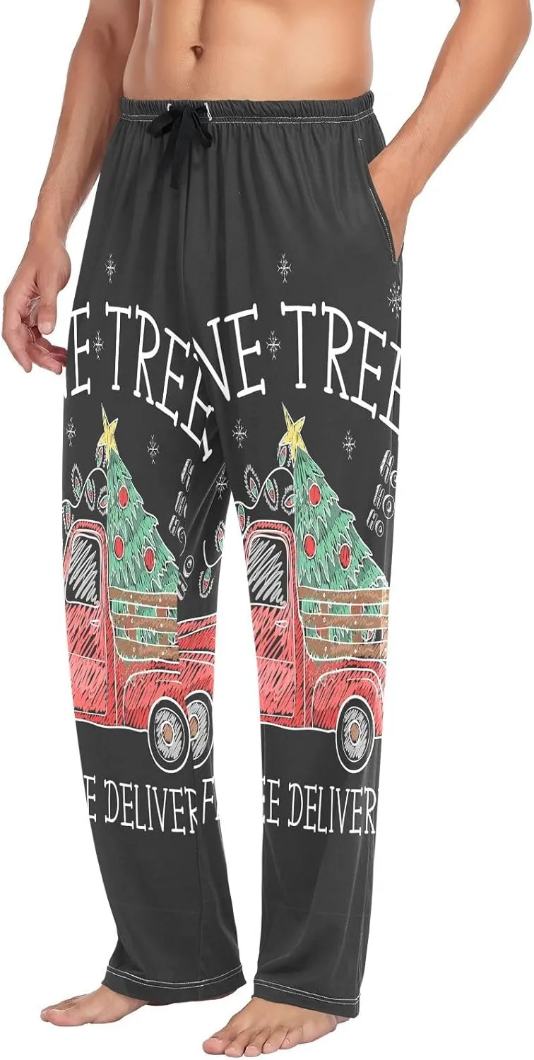 Men's Pajama Pants Cotton Trouser Lounge Pants Sleepwear with Pockets(S-2XL)