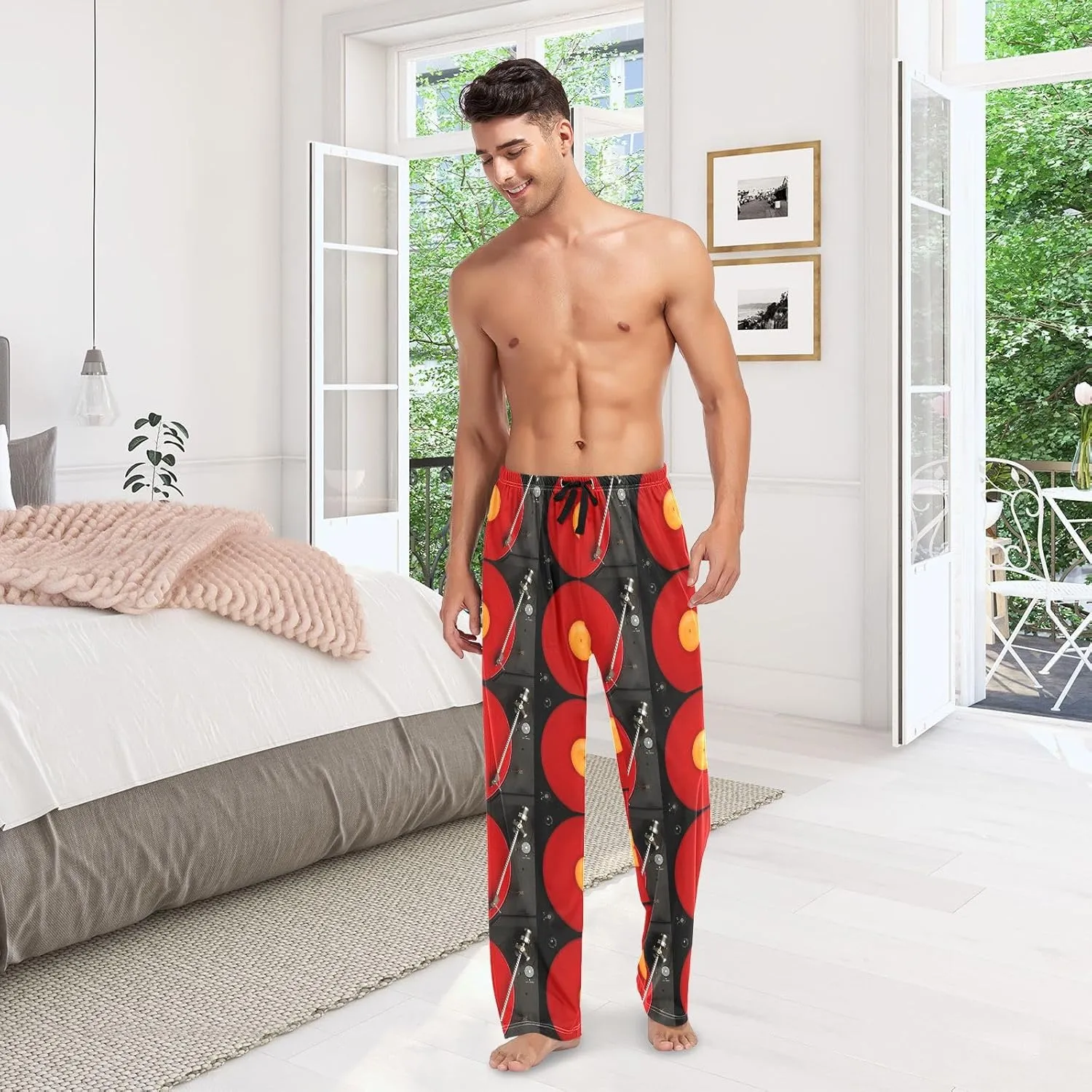 Men's Pajama Pants Cotton Trouser Lounge Pants Sleepwear with Pockets(S-2XL)