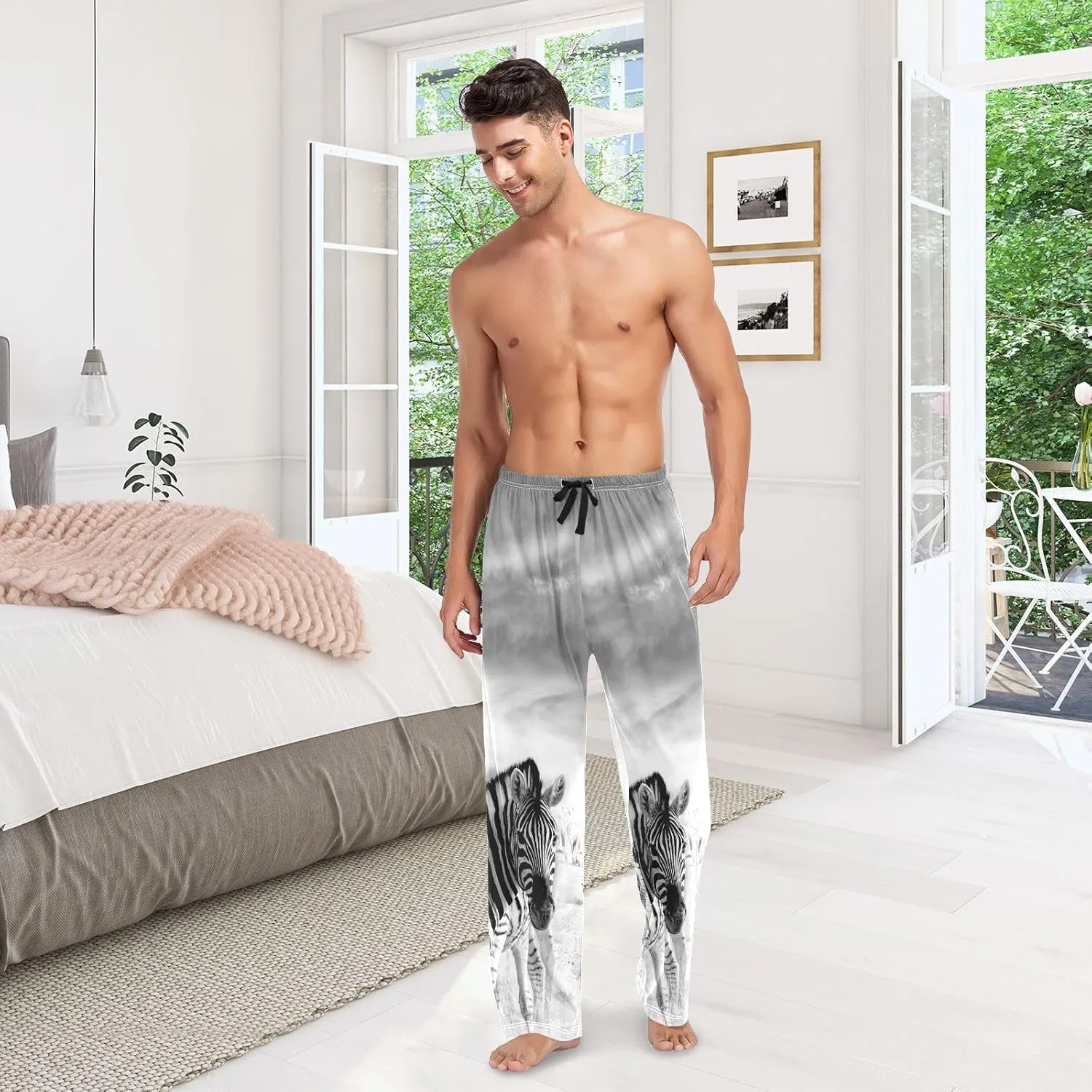 Men's Pajama Pants Cotton Trouser Lounge Pants Sleepwear with Pockets(S-2XL)