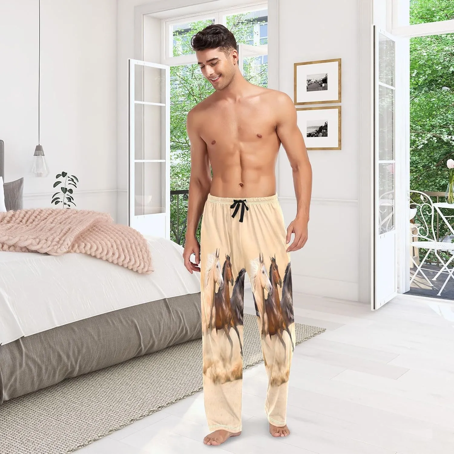 Men's Pajama Pants Cotton Trouser Lounge Pants Sleepwear with Pockets(S-2XL)