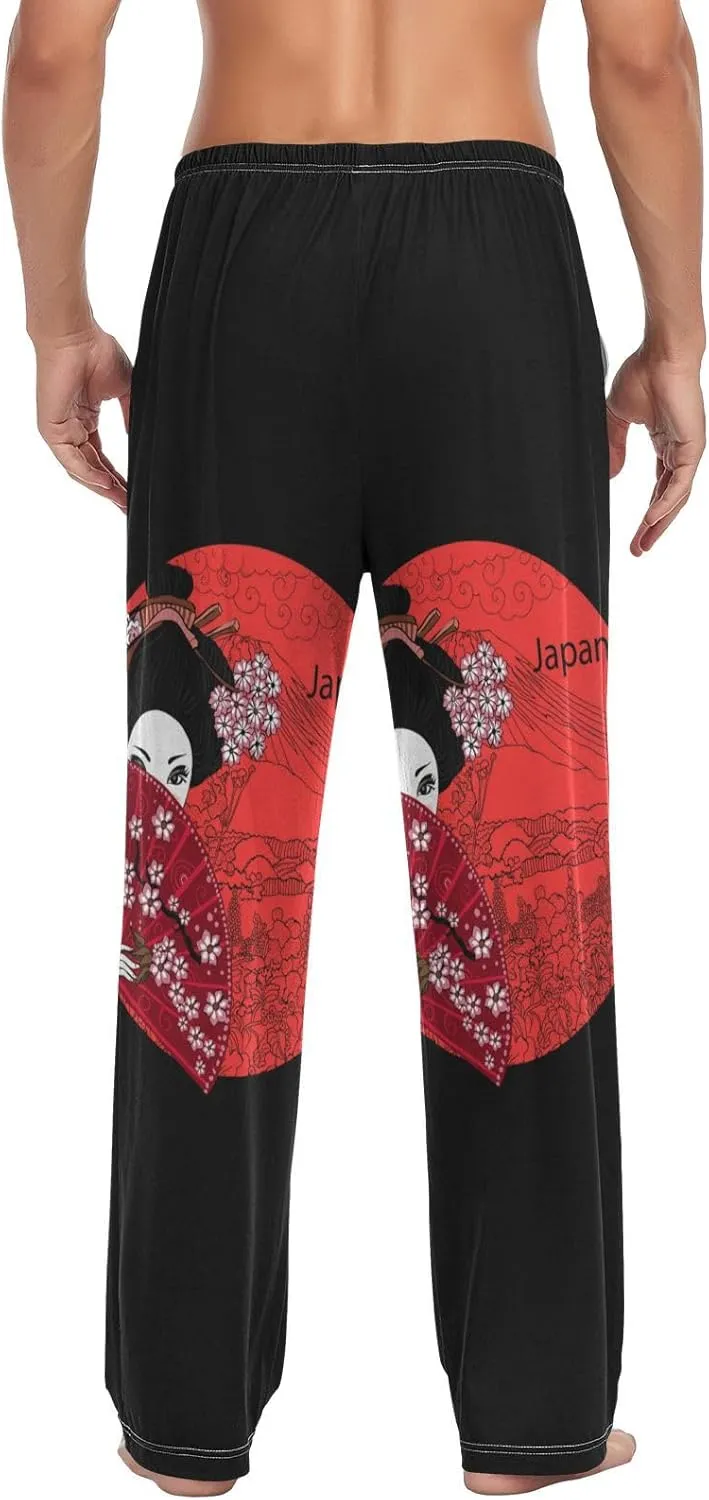 Men's Pajama Pants Straight Trouser Sleep Lounge Pants Sleepwear with Pockets