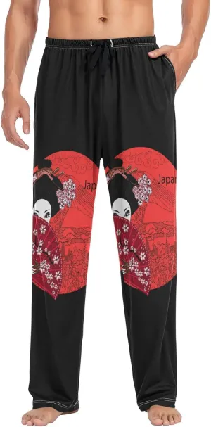 Men's Pajama Pants Straight Trouser Sleep Lounge Pants Sleepwear with Pockets