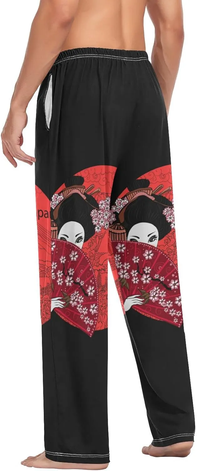 Men's Pajama Pants Straight Trouser Sleep Lounge Pants Sleepwear with Pockets