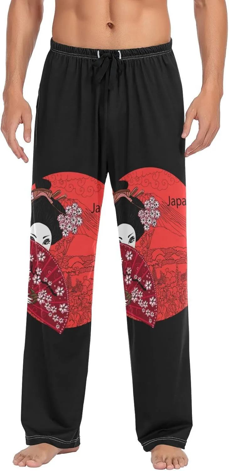 Men's Pajama Pants Straight Trouser Sleep Lounge Pants Sleepwear with Pockets