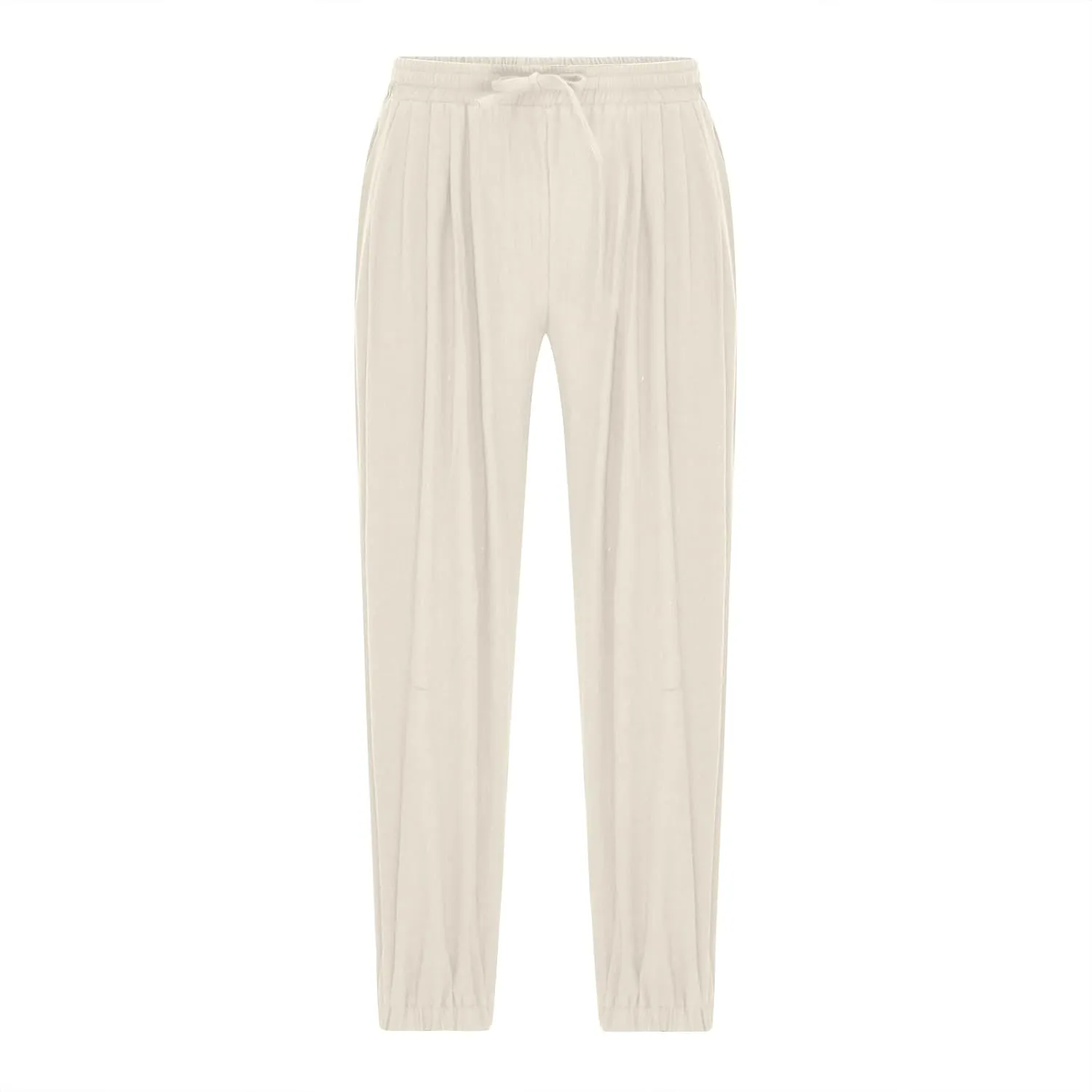 Mens Pants Casual Cinch Bottom Harem Pants Elastic Waist Drawstring Tapered Pant Baggy Breathable Jogger with Pockets